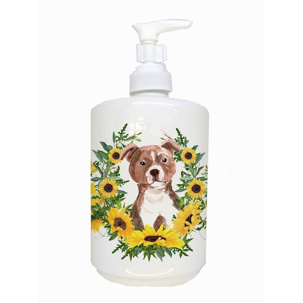 Carolines Treasures Red Staffie Bull Terrier Ceramic Soap Dispenser CK2930SOAP - main
